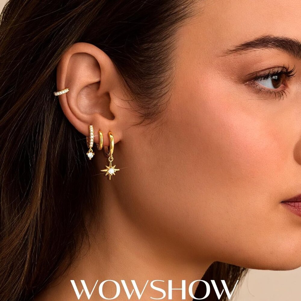 Versatile 4-Pair Gold Earring Set - Lightweight H… - image 2